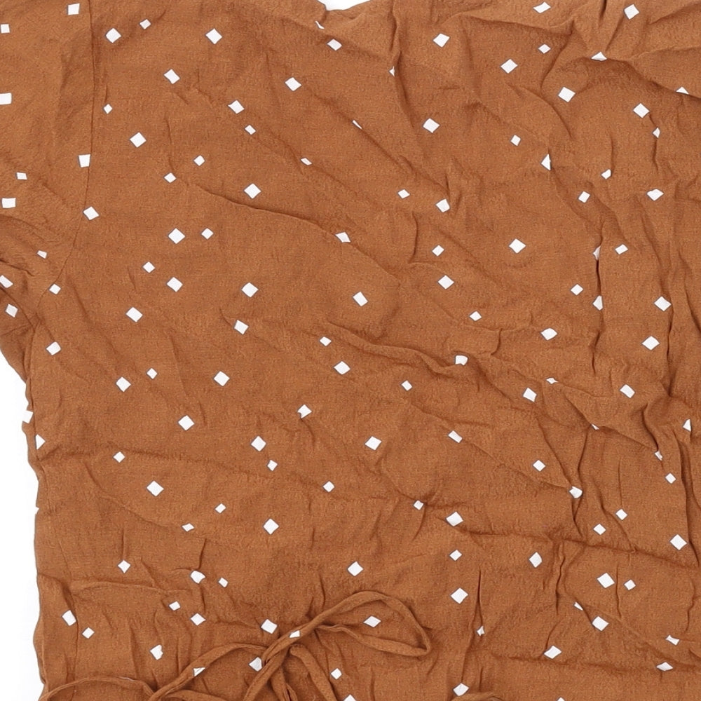NEXT Womens Black Geometric Viscose Wrap Blouse Size 12 V-Neck