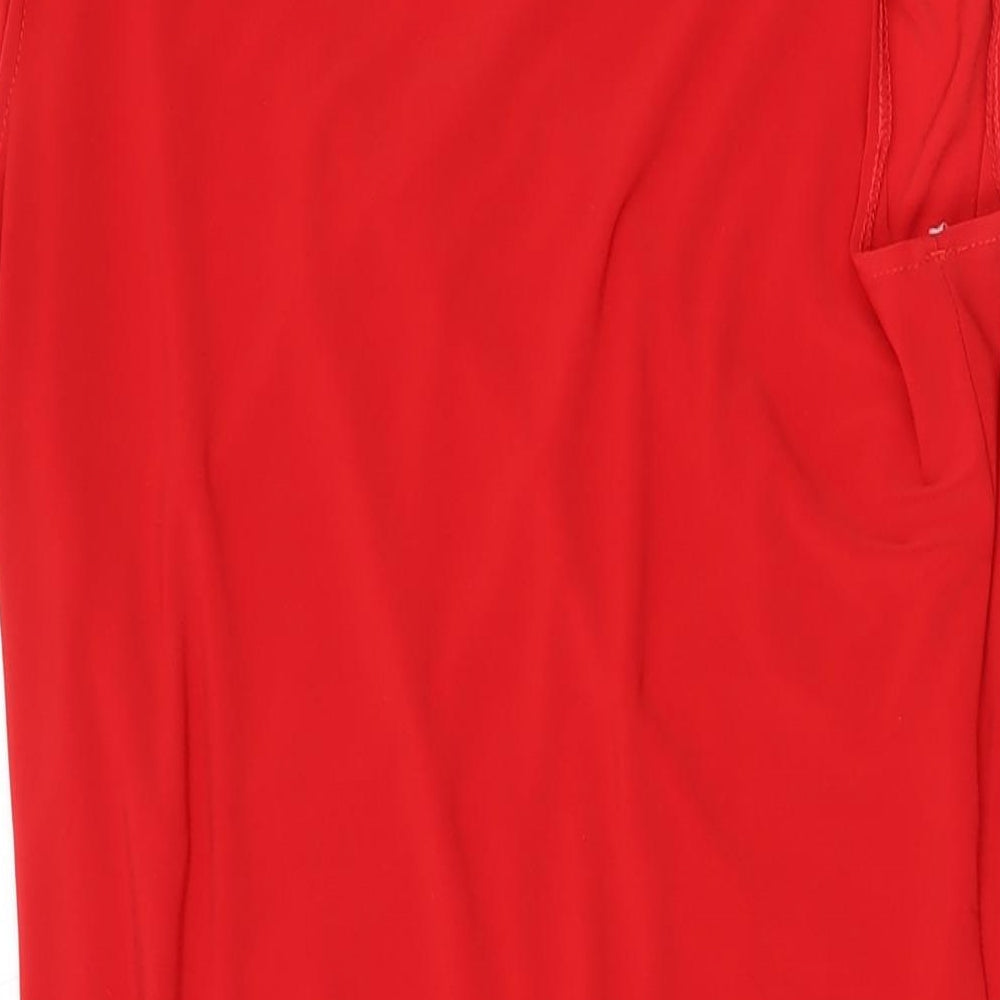 Frank Lyman Womens Red Viscose A-Line Size 16 V-Neck Pullover