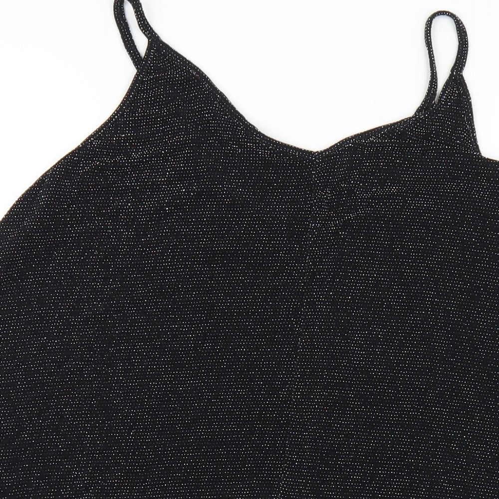 Yours Womens Black Nylon Camisole T-Shirt Size 18 V-Neck