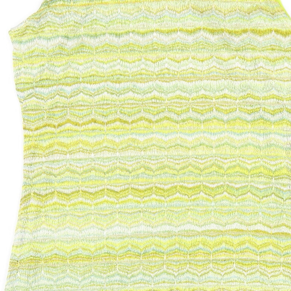 H&M Womens Green Geometric Polyester Tank Dress Size M Scoop Neck Pullover
