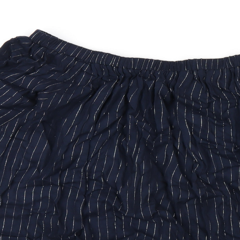 NEXT Womens Blue Striped Viscose Basic T-Shirt Size 10 Off the Shoulder