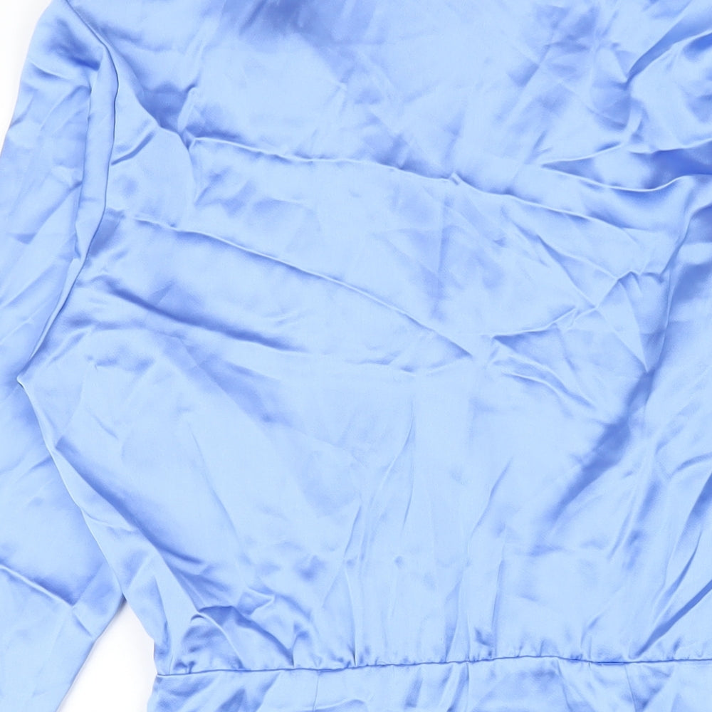 Zara Womens Blue Polyester Bodycon Size S Collared Zip