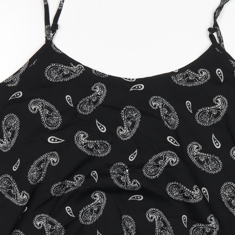 Capsule Womens Black Paisley Polyester Camisole T-Shirt Size 20 Round Neck