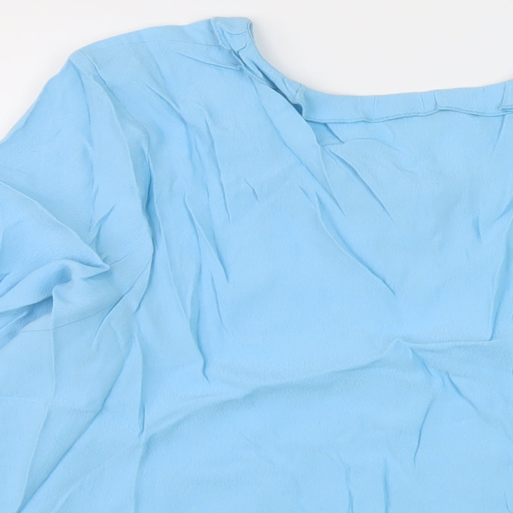 Marks and Spencer Womens Blue Viscose Basic Blouse Size 20 Round Neck
