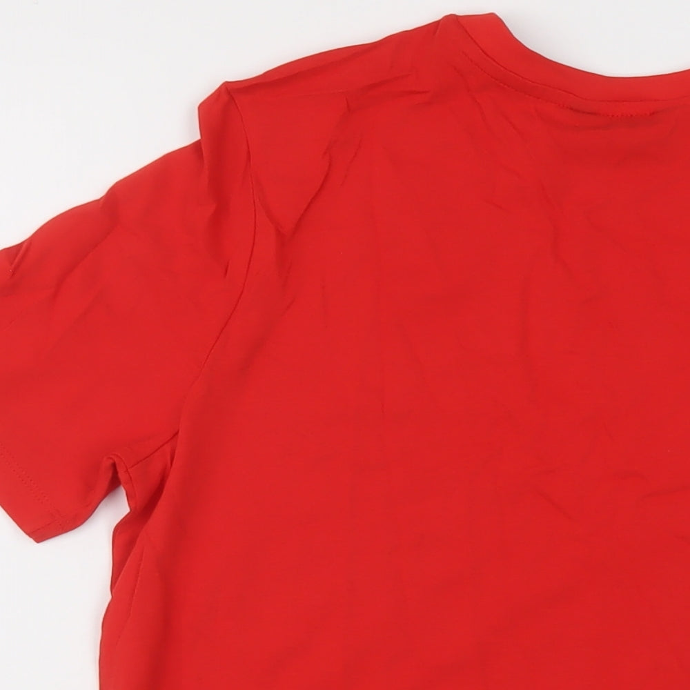 Marks & Spencer Womens Red Cotton Basic T-Shirt Size 14 Crew Neck - LOVE