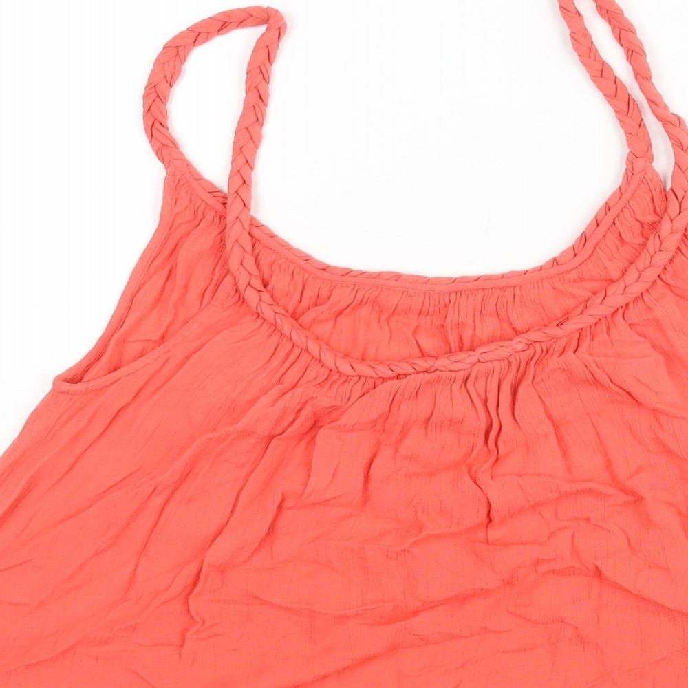 Topshop Womens Pink Viscose Camisole Blouse Size 8 Scoop Neck - Plait Straps