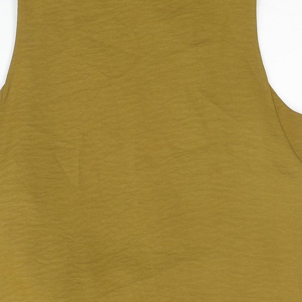 Next Womens Green Polyester Tunic Blouse Size 12 V-Neck - Eyelet Tie Detail