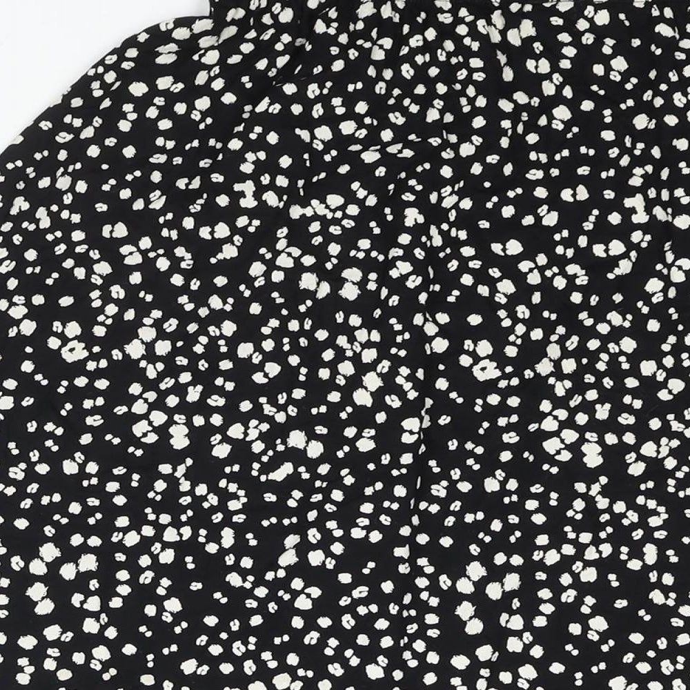 Marks & Spencer Womens Black Geometric Viscose A-Line Skirt Size 6 - Elasticated Waist