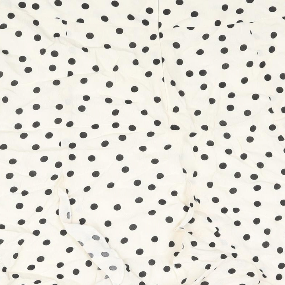 Set Womens Ivory Polka Dot Viscose Trumpet Skirt Size 10 Zip - Frill Detail