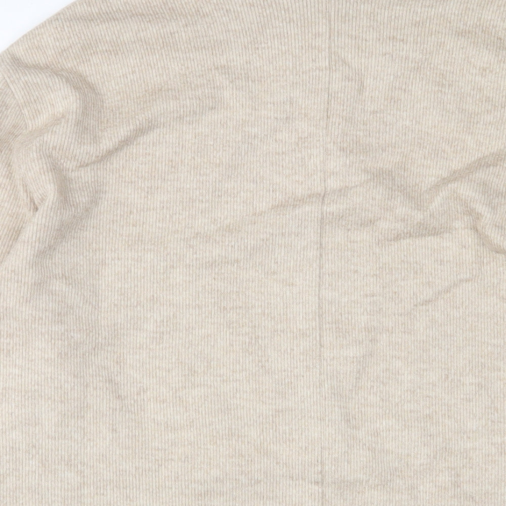 Mango Womens Beige Acrylic Jumper Dress Size M High Neck Pullover