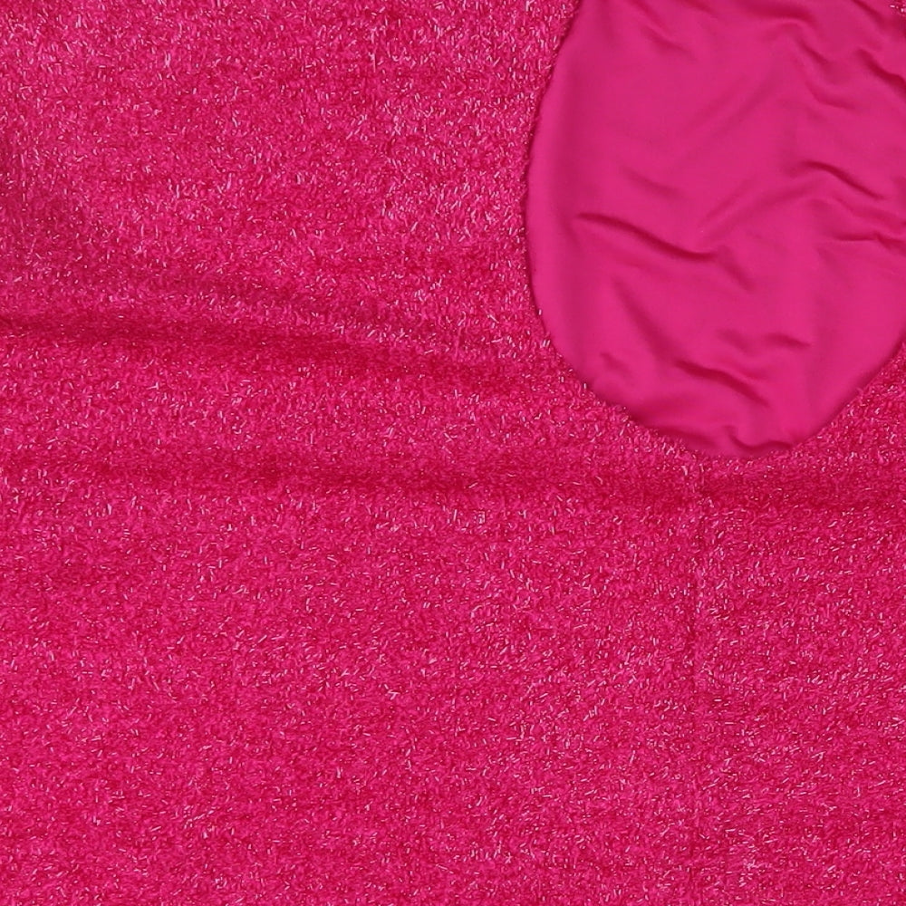 H&M Womens Pink Polyester Jumper Dress Size XL Round Neck Button