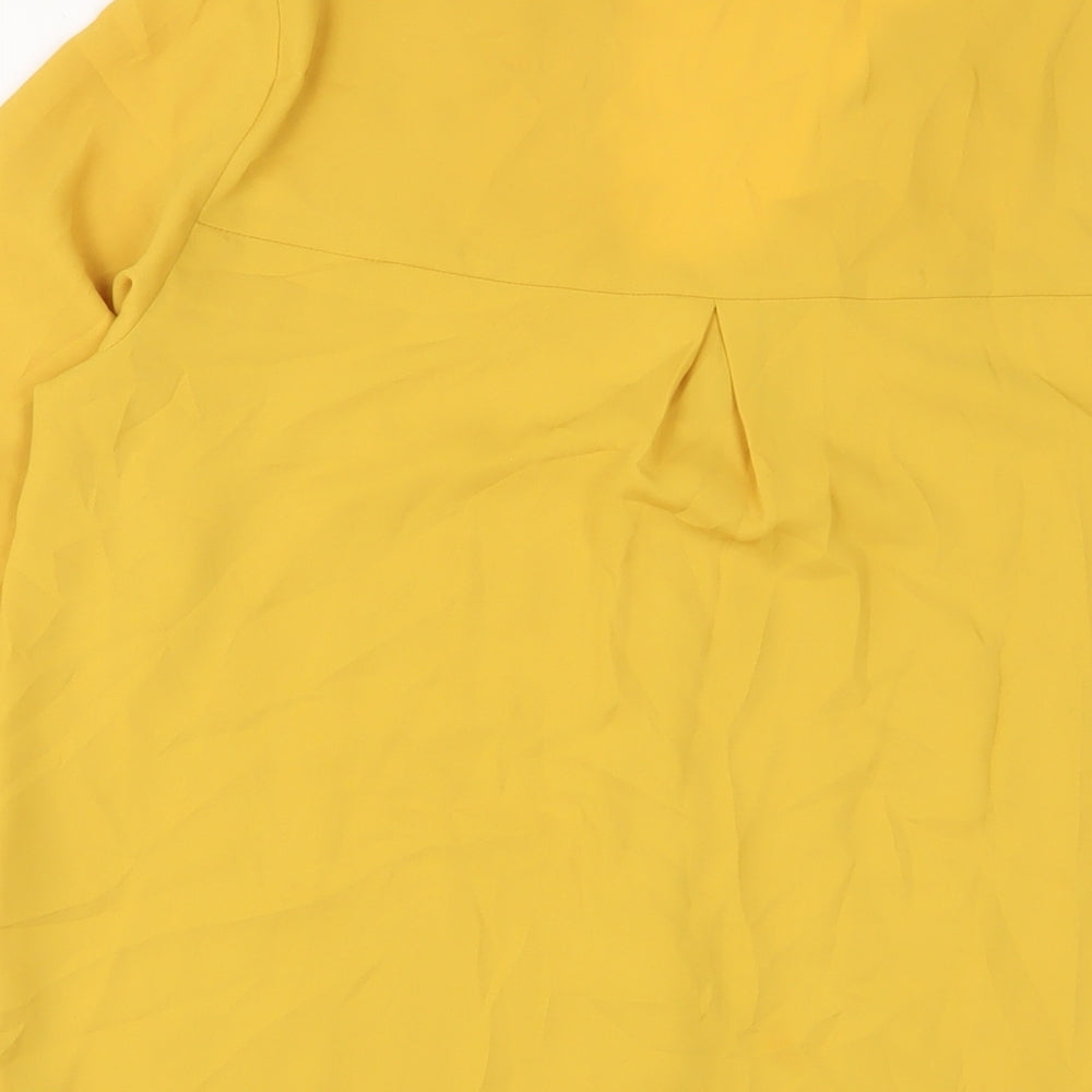 Oasis Womens Yellow Polyester Basic Blouse Size 10 V-Neck
