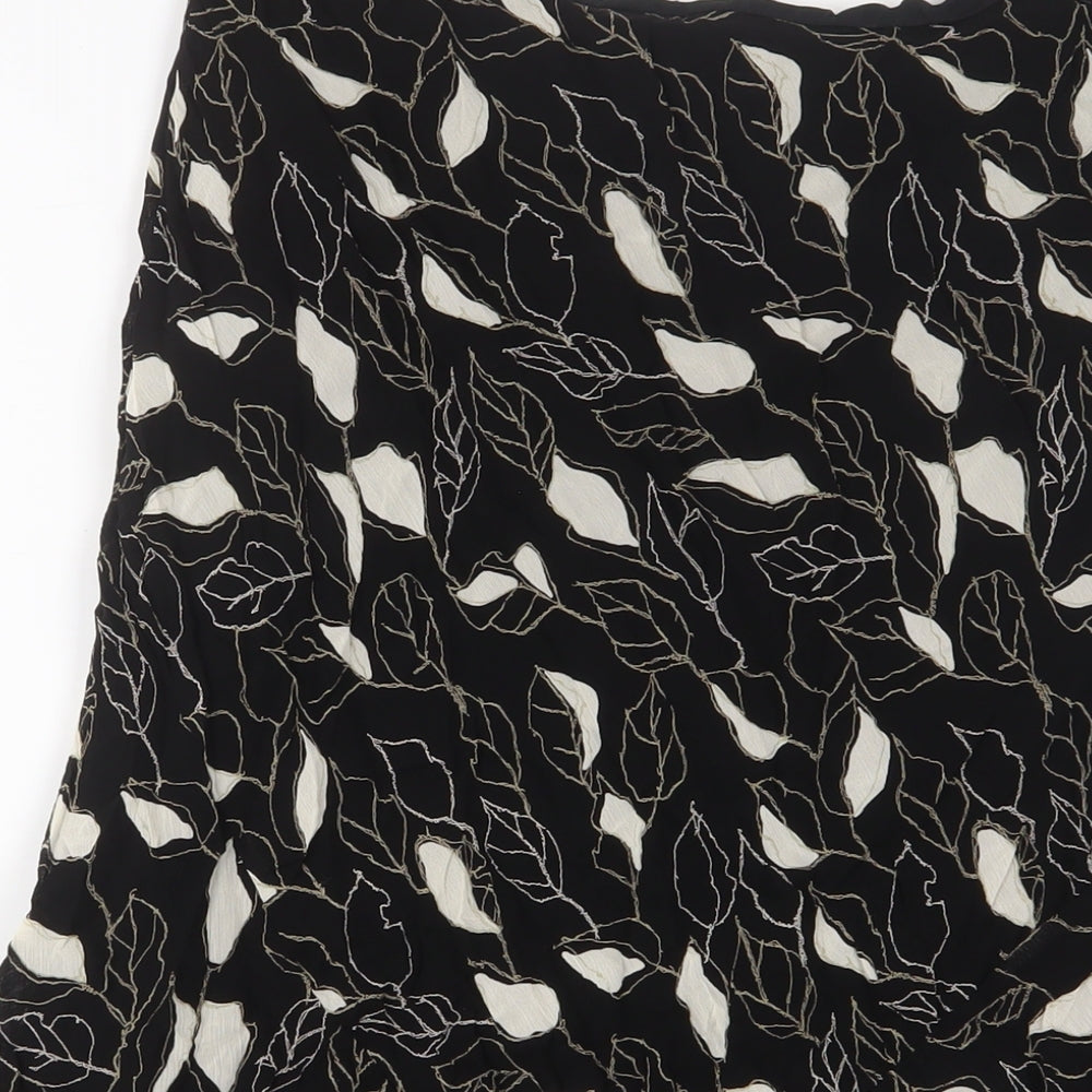 Marks & Spencer Womens Black Geometric Polyester A-Line Skirt Size 6