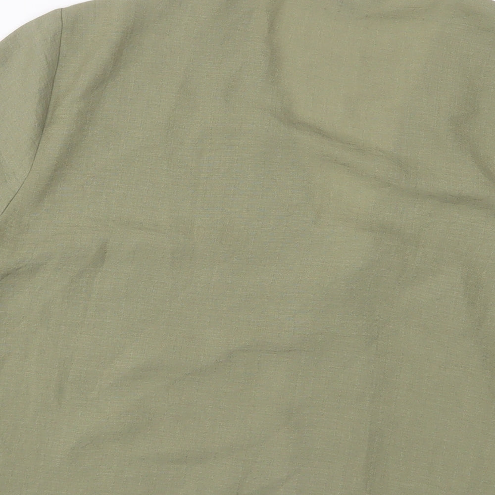 Topshop Womens Green Polyester Basic Button-Up Size 10 V-Neck