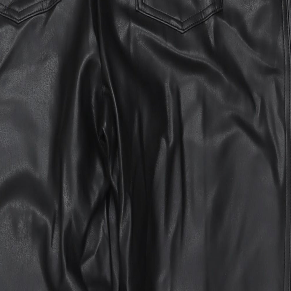 Marks and Spencer Womens Black Polyester Cropped Trousers Size 16 L23 in Regular Zip