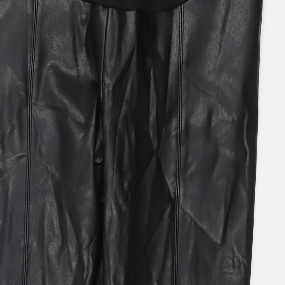 Marks & Spencer Womens Black Polyester Cropped Trousers Size 18 L24 in Regular