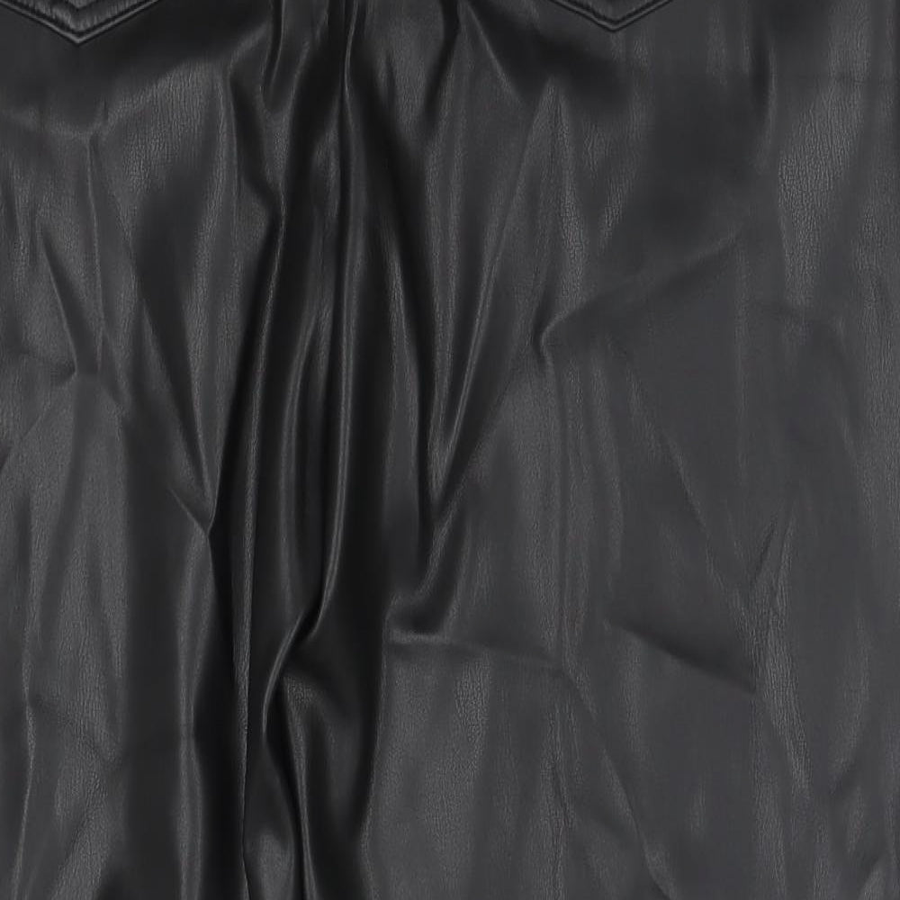 Marks & Spencer Womens Black Polyester Trousers Size 18 L26 in Regular Zip