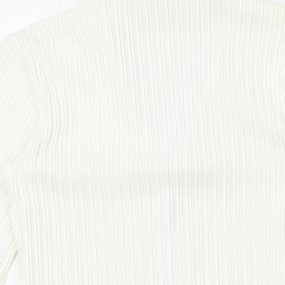 Marks & Spencer Womens Ivory Polyamide Basic Button-Up Size 10 Collared
