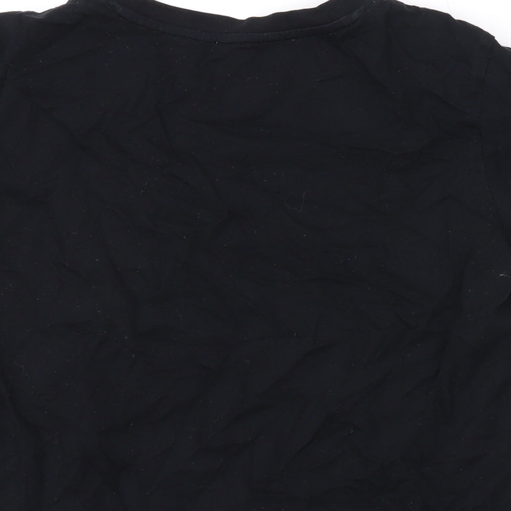 Giordano Womens Black Cotton Basic T-Shirt Size M Round Neck