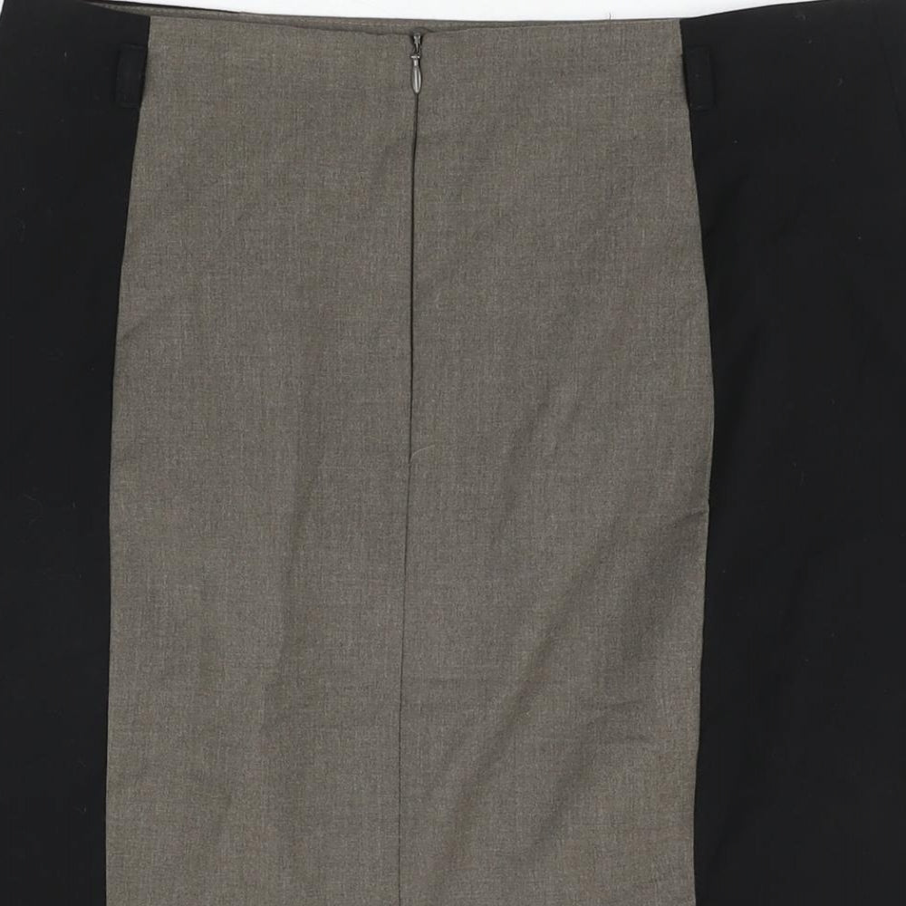 Marks & Spencer Womens Black Polyester Straight & Pencil Skirt Size 12 Zip