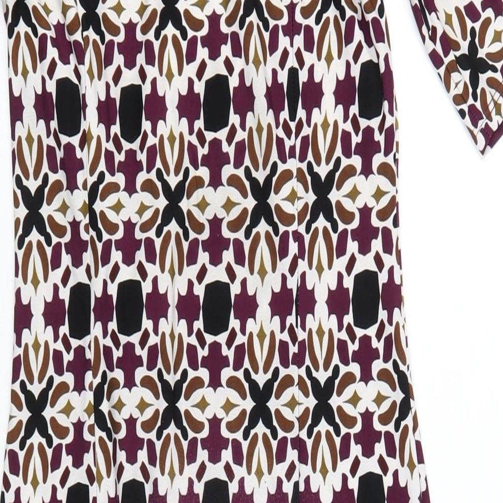 Marks & Spencer Womens Multicoloured Geometric Polyester Bodycon Size 8 Round Neck Pullover