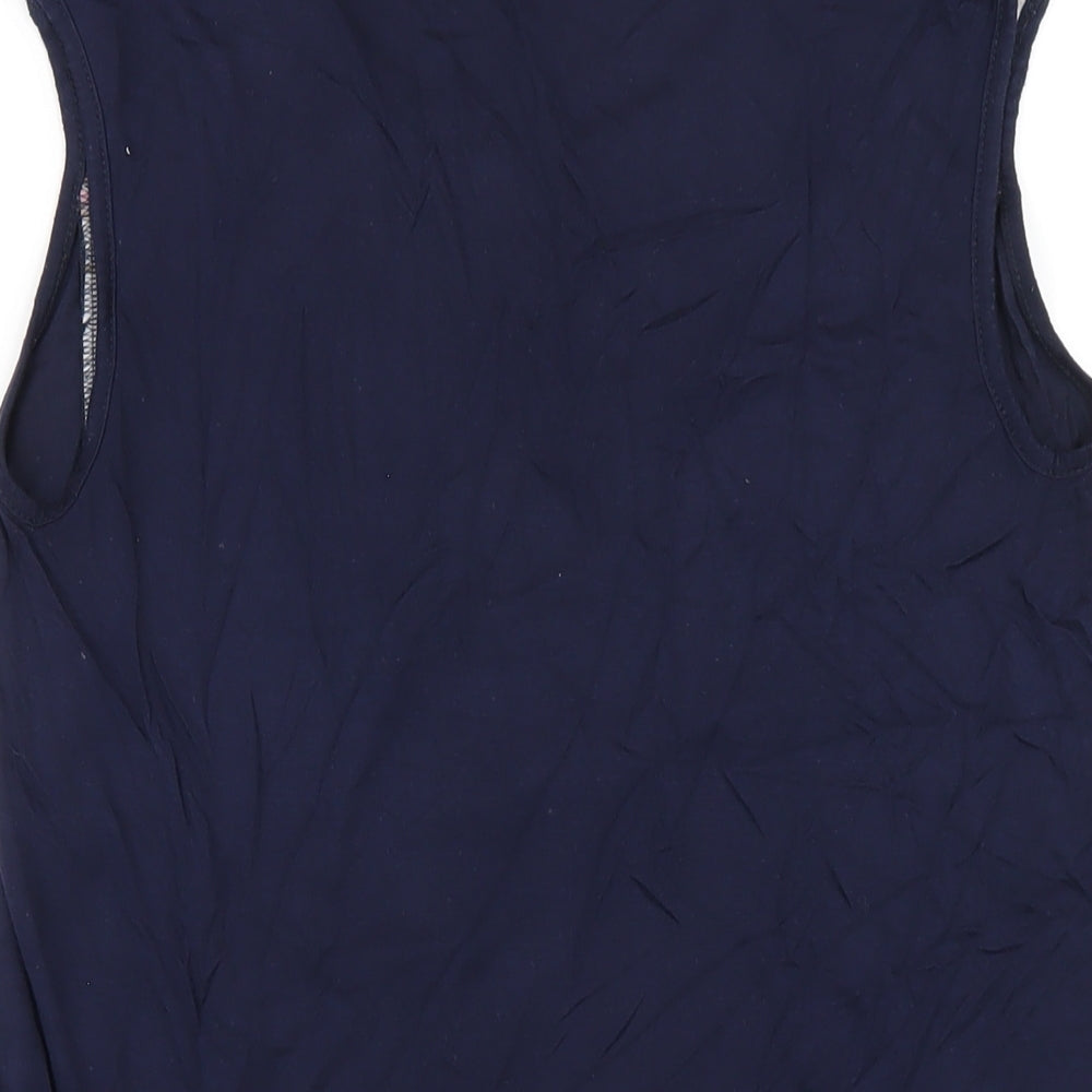 Oasis Womens Blue Floral Viscose Basic Tank Size S Round Neck