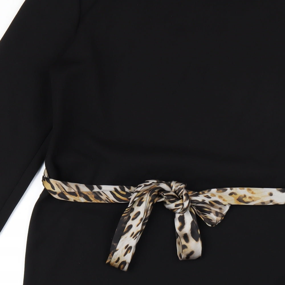 Zara Womens Black Polyester A-Line Size L Round Neck Pullover