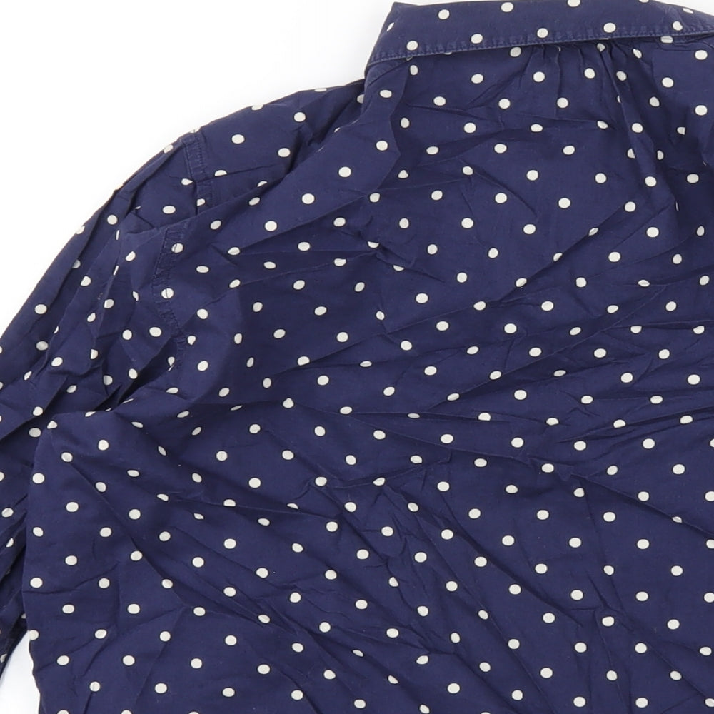 Saville Row Womens Blue Polka Dot Cotton Basic Button-Up Size 14 Collared