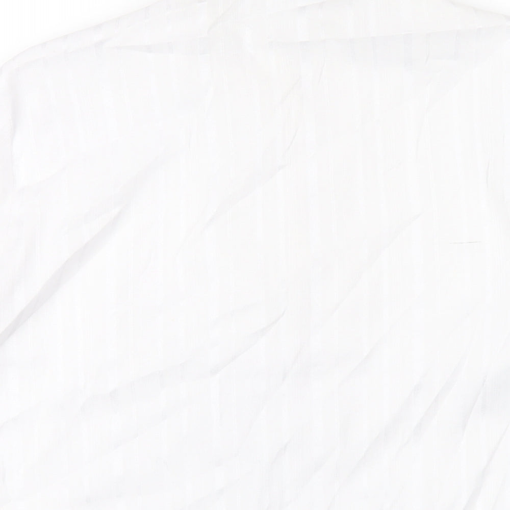 Miladys Womens White Polyester Basic Button-Up Size 12 Mock Neck