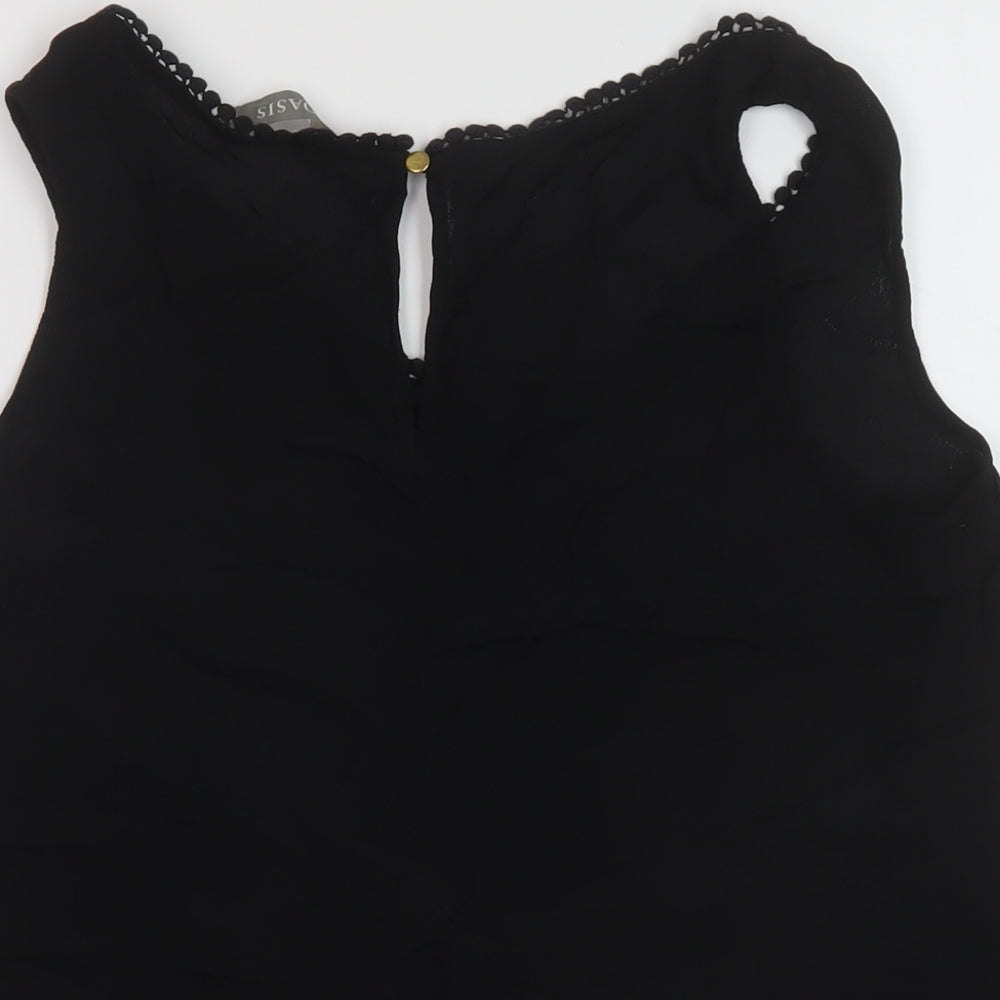 Oasis Womens Black Polyester Basic Tank Size 10 Round Neck