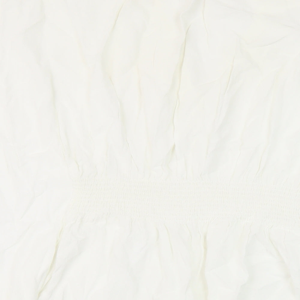 Marks & Spencer Womens Ivory Polyester Basic Blouse Size M V-Neck