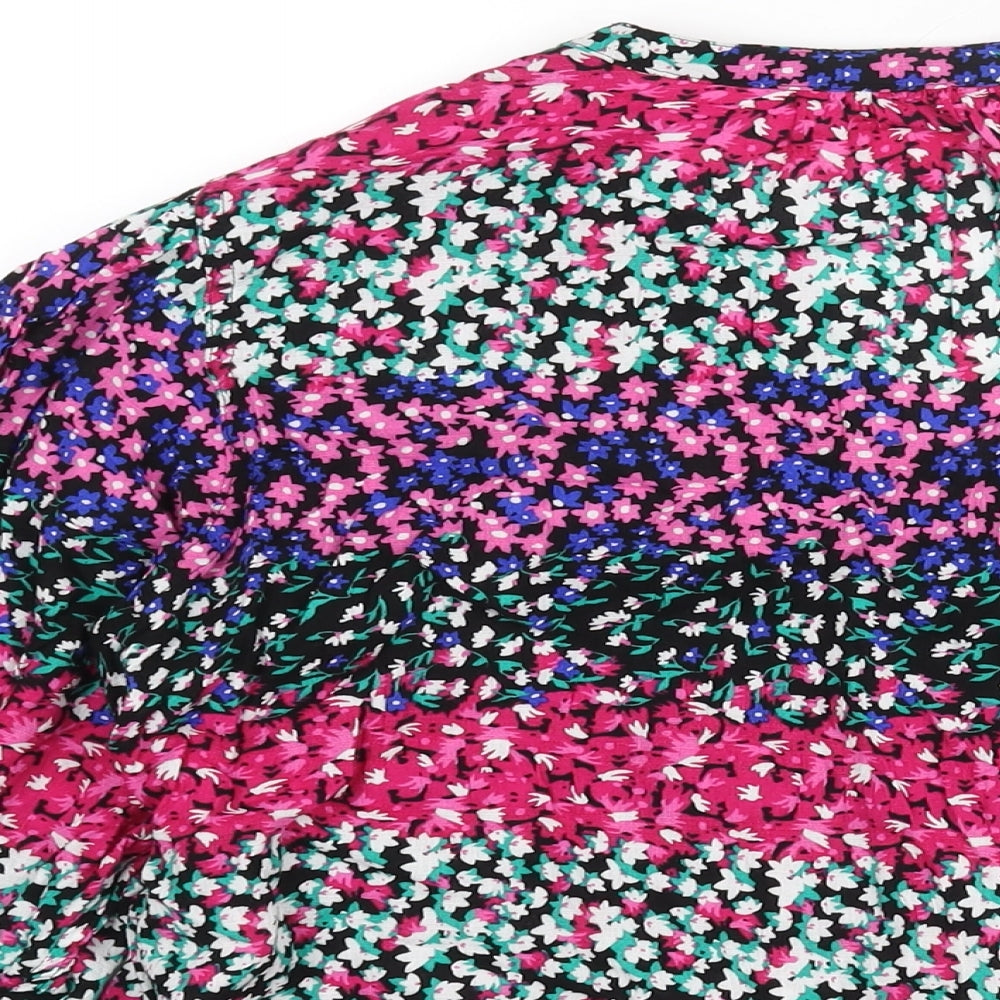 Marks & Spencer Womens Multicoloured Floral Viscose Basic Blouse Size 8 V-Neck