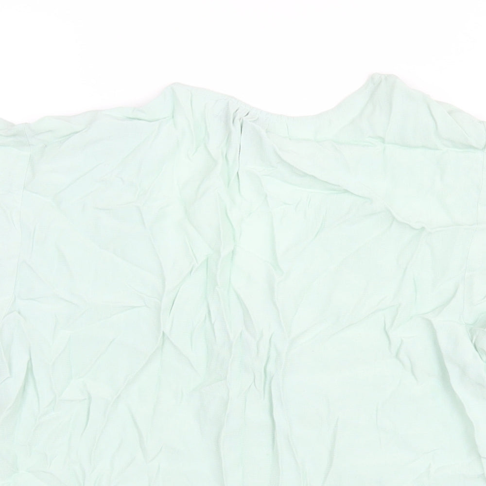 Marks & Spencer Womens Green Viscose Basic Blouse Size 8 V-Neck - Lace Trim