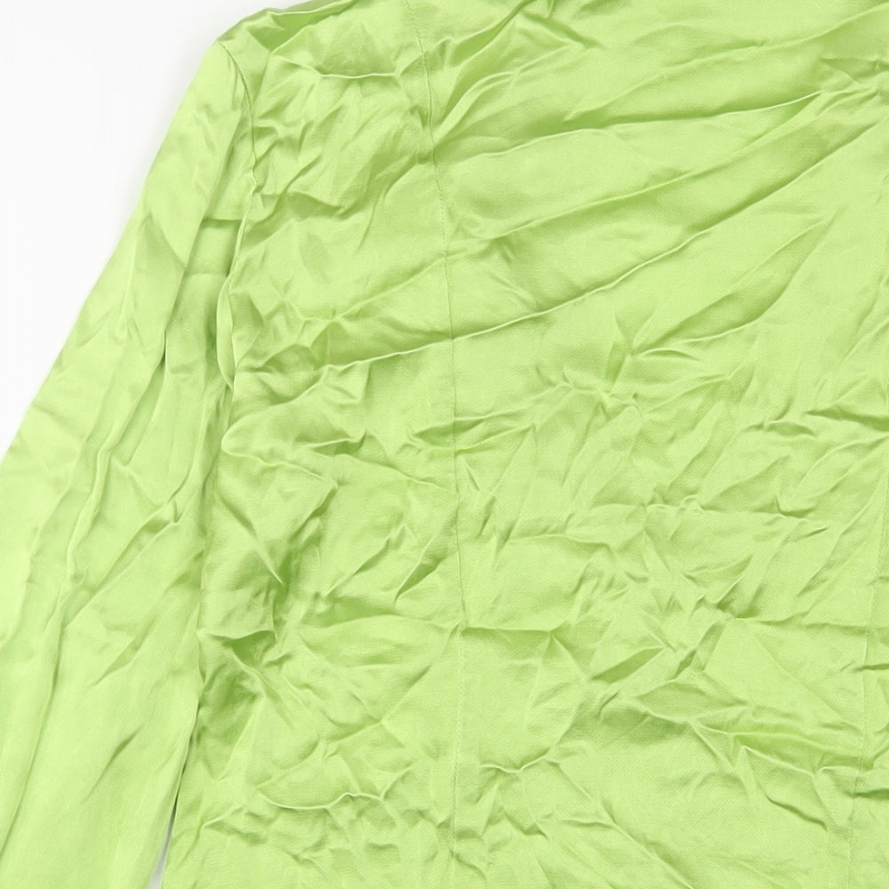 H&M Womens Green Viscose Basic Button-Up Size M Collared