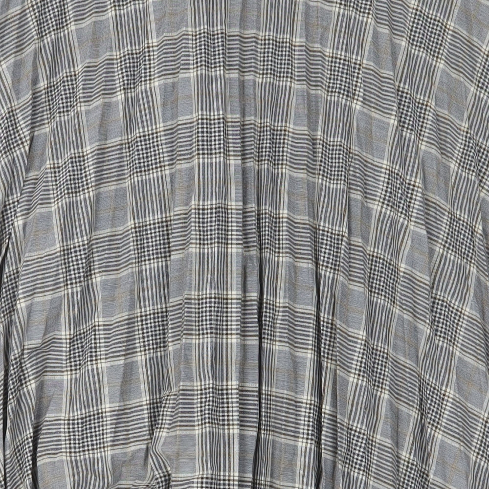 Marks & Spencer Womens Grey Plaid Polyester A-Line Skirt Size 12 Zip - Pleated