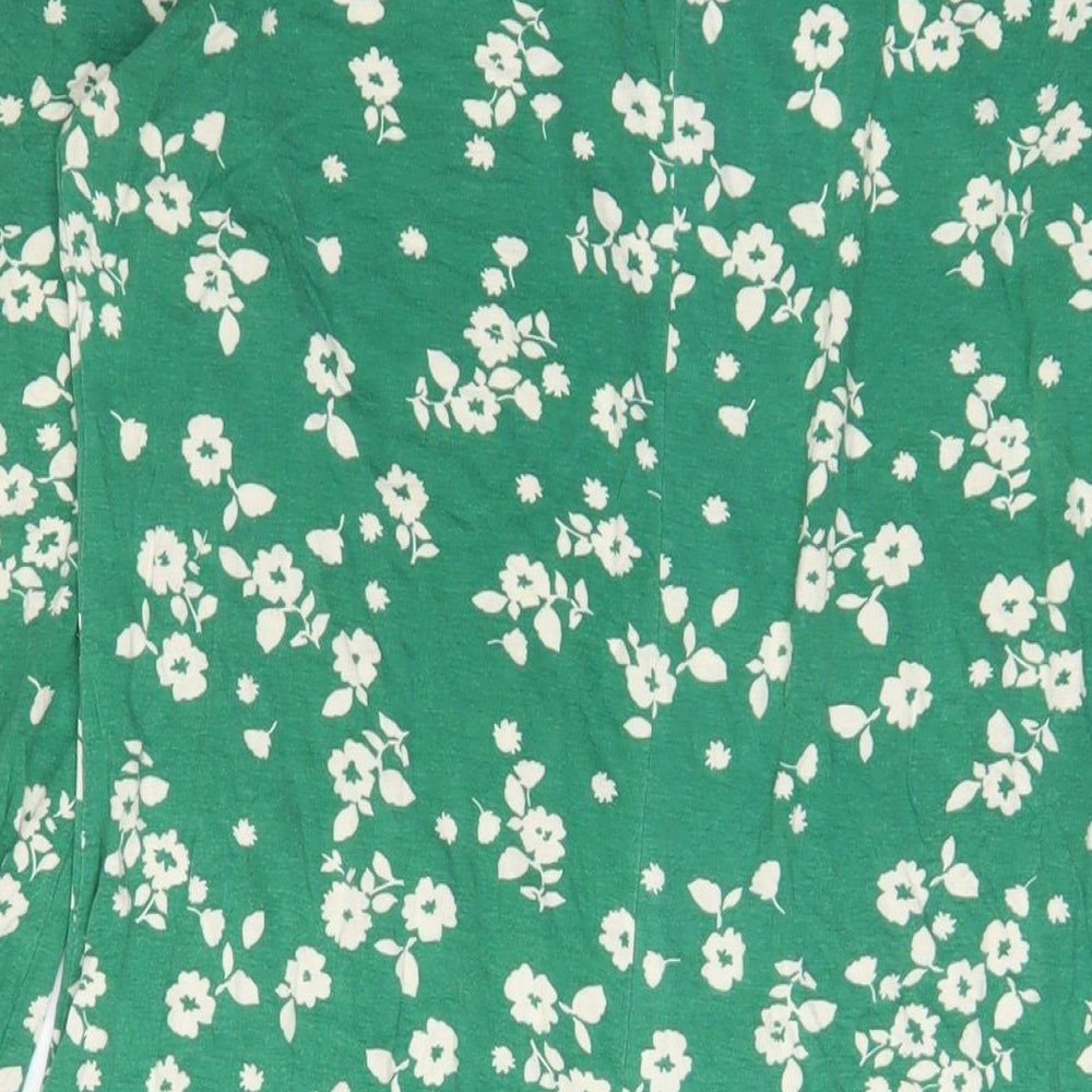 Wallis Womens Green Floral Viscose Sheath Size 14 Boat Neck Pullover