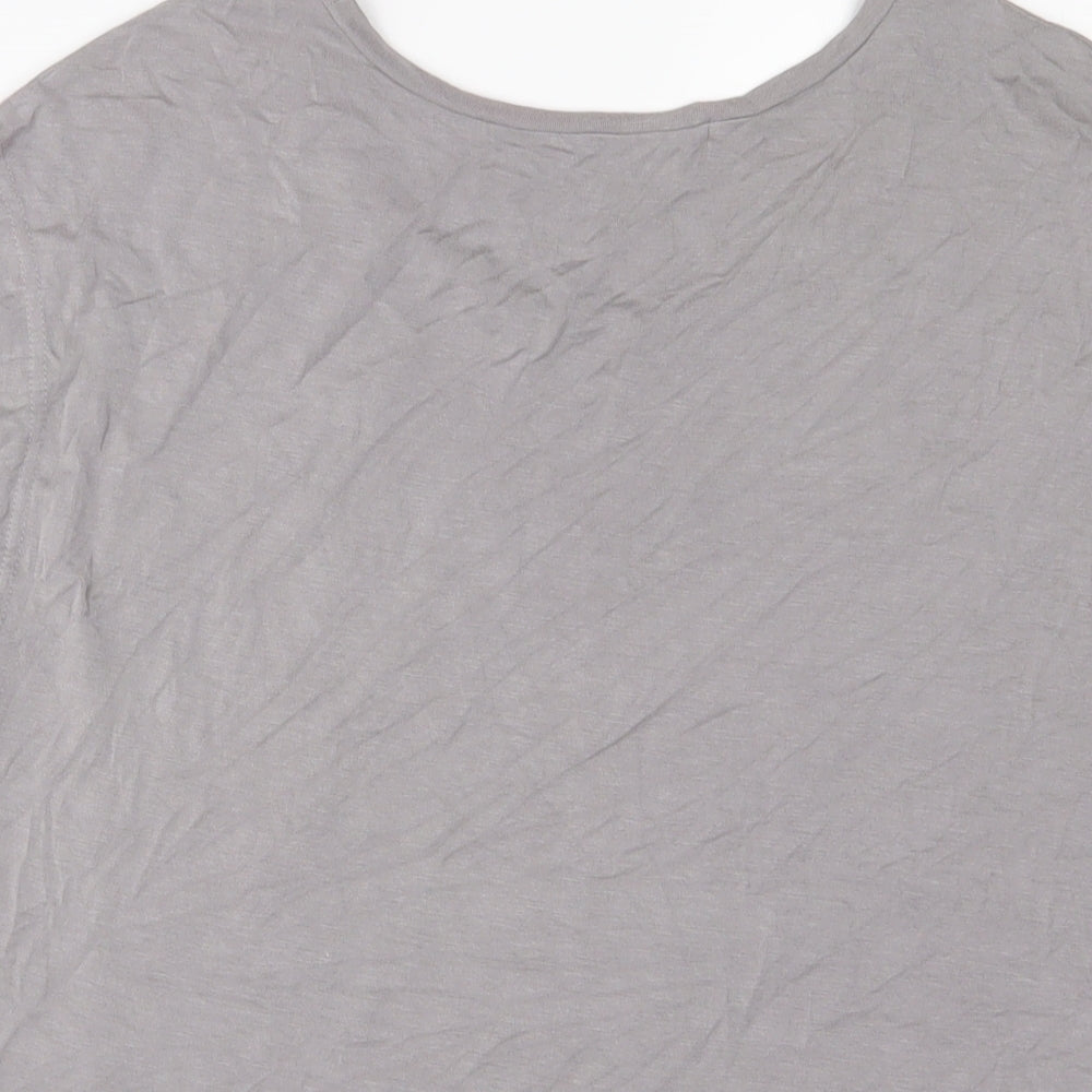 Klass Womens Grey Viscose Basic T-Shirt Size M Boat Neck - Beaded
