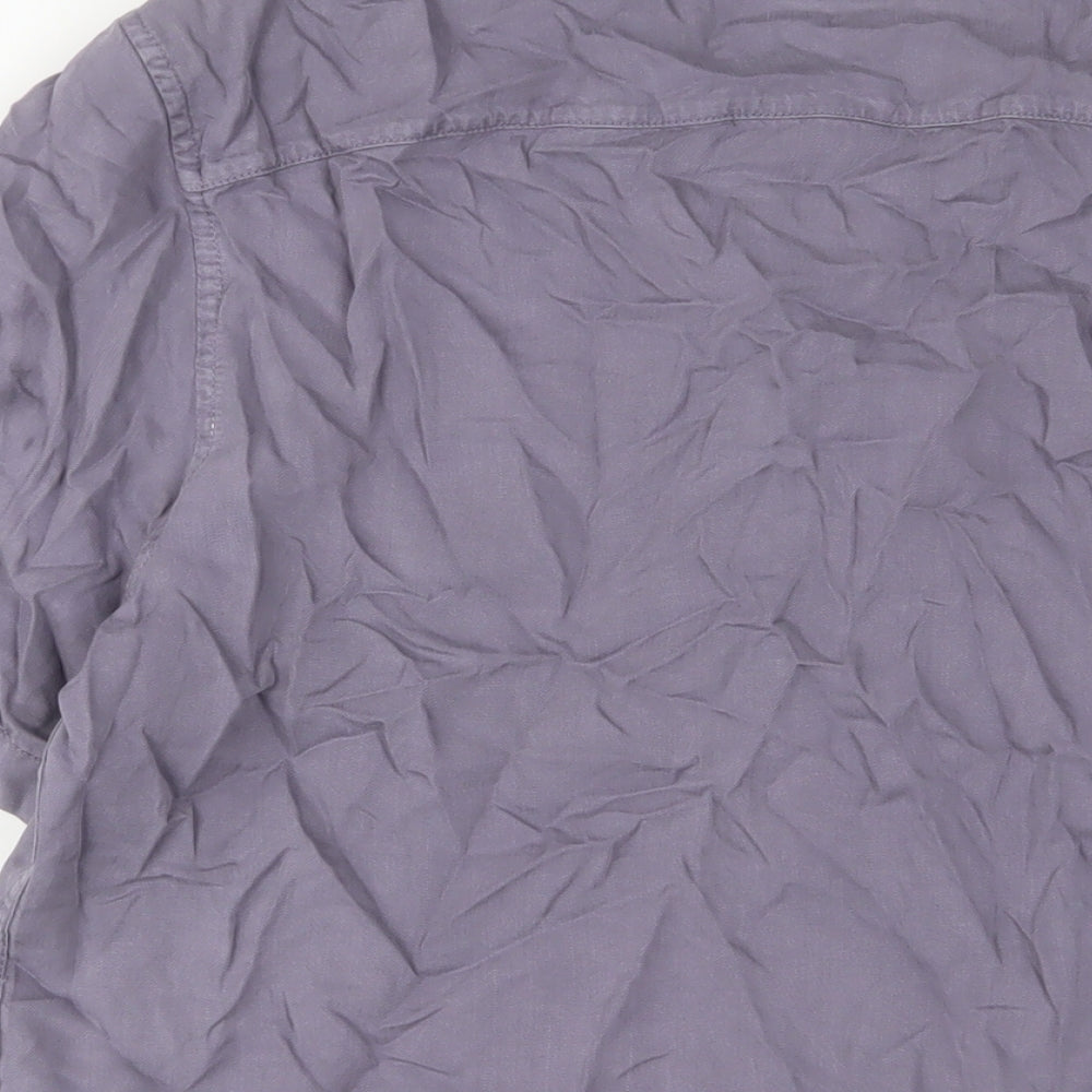 Autograph Mens Purple Lyocell Button-Up Size L Collared Button