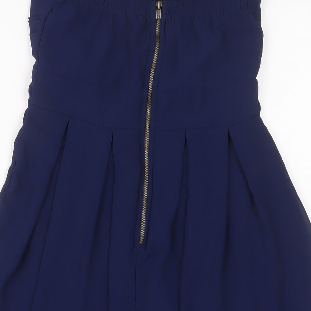 TFNC Womens Blue Polyester Fit & Flare Size XS Sweetheart Zip