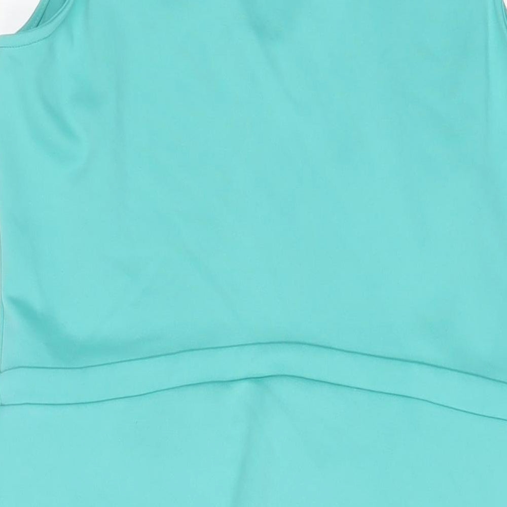 Scarlett B Womens Blue Polyester Fit & Flare Size 18 V-Neck Pullover - Pleated