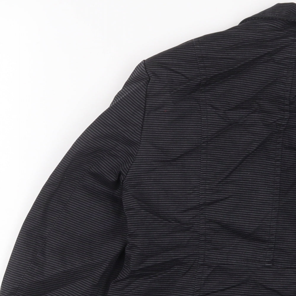 New Look Womens Black Striped Jacket Blazer Size 8 Button - Pockets
