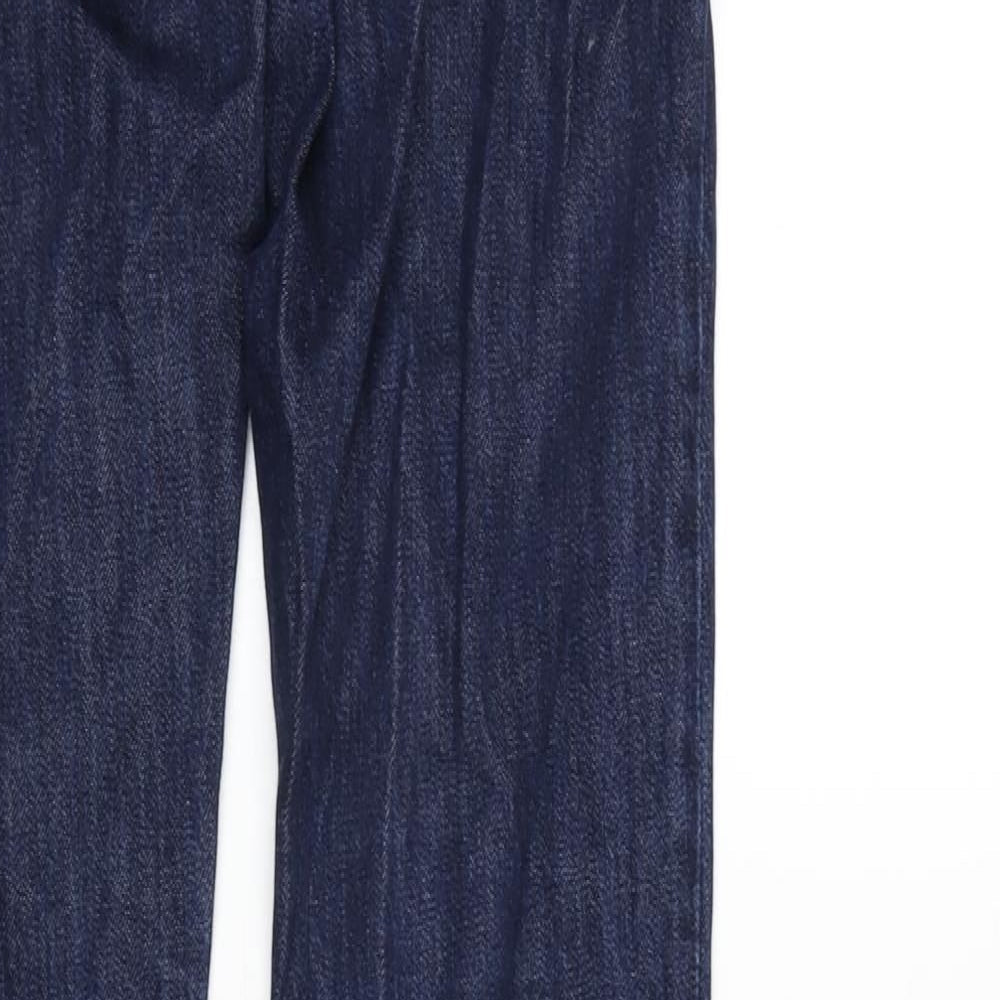 Current/Elliott Womens Blue Cotton Blend Straight Jeans Size 28 in L33 in Regular Zip