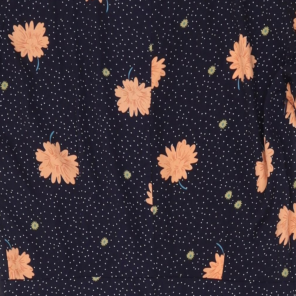 Sweewe Womens Blue Polka Dot Polyester Mini Size M Round Neck Button