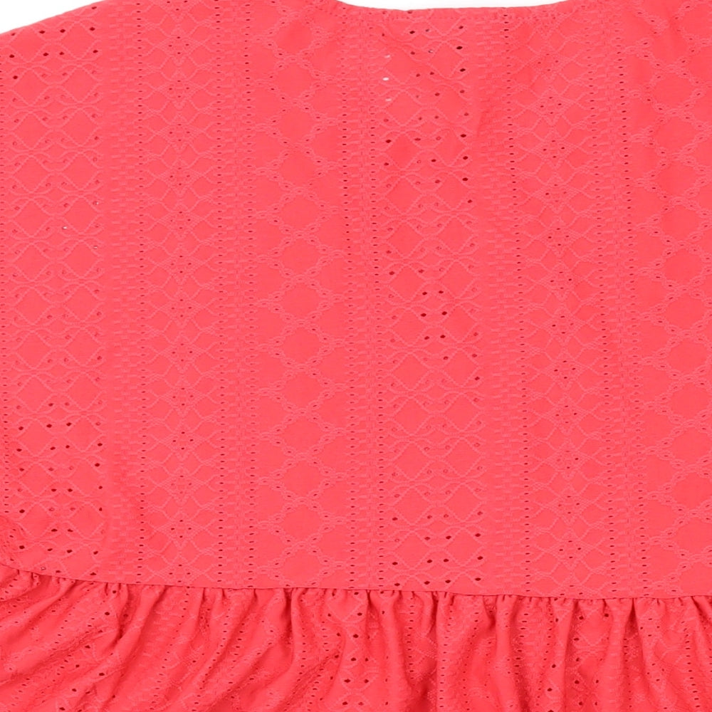 New Look Womens Pink Polyester Basic T-Shirt Size 10 Round Neck