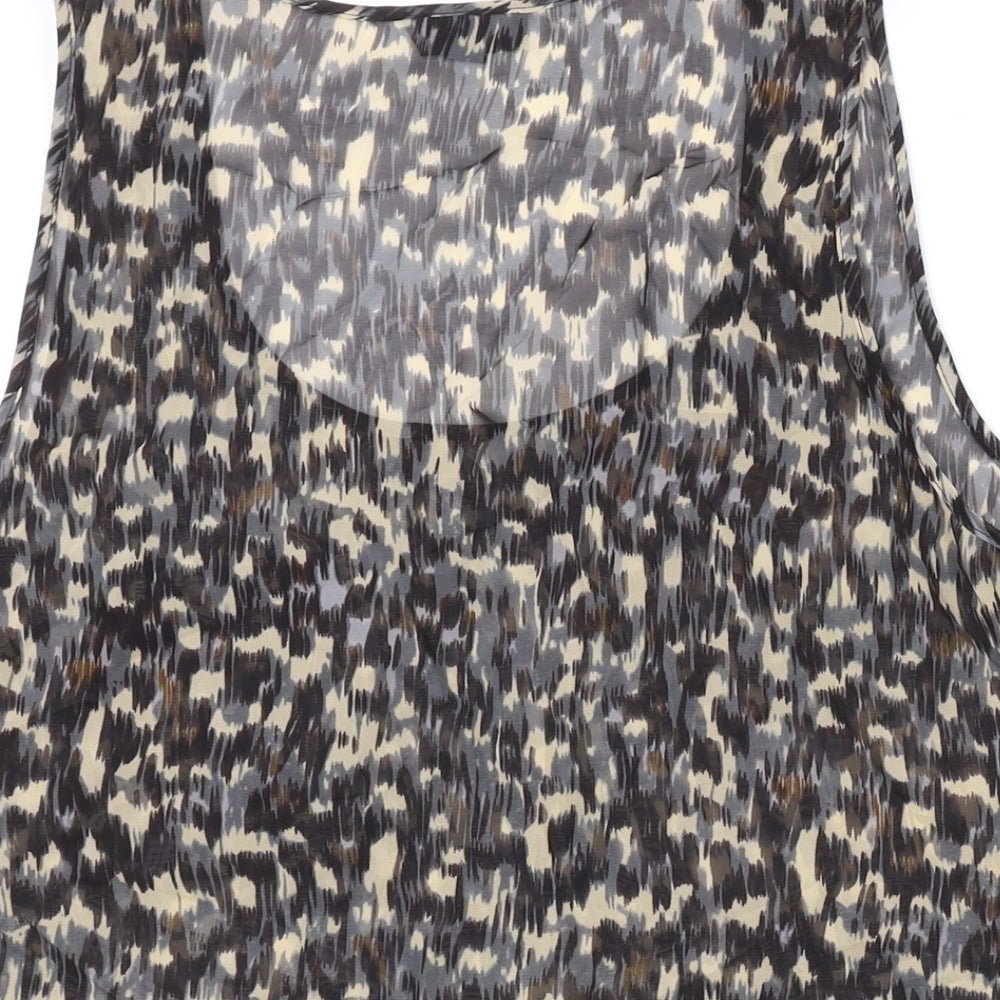 Topshop Womens Brown Geometric Polyester Basic Tank Size 12 Scoop Neck