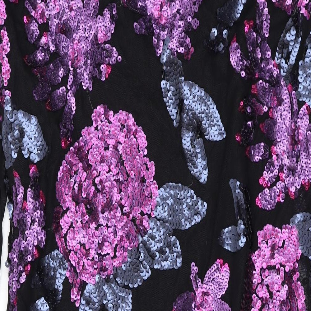 Cotton Traders Womens Purple Geometric Polyester Bodycon Size 12 Square Neck Pullover