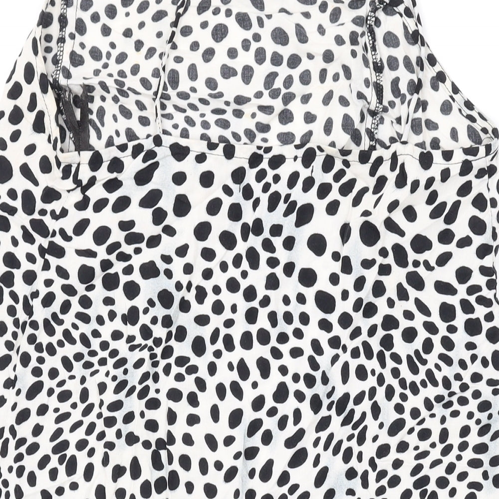 Motel Womens White Animal Print Viscose Mini Size XS Square Neck Pullover