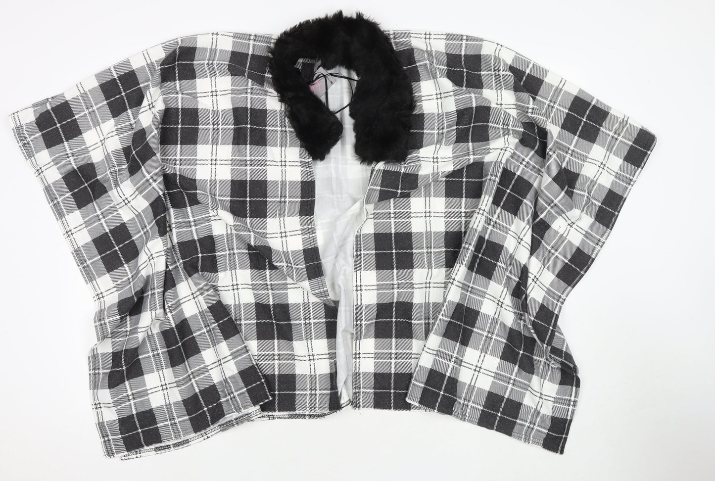 Charmine Womens Black Check Polyester Shawl/Wrap - Collared