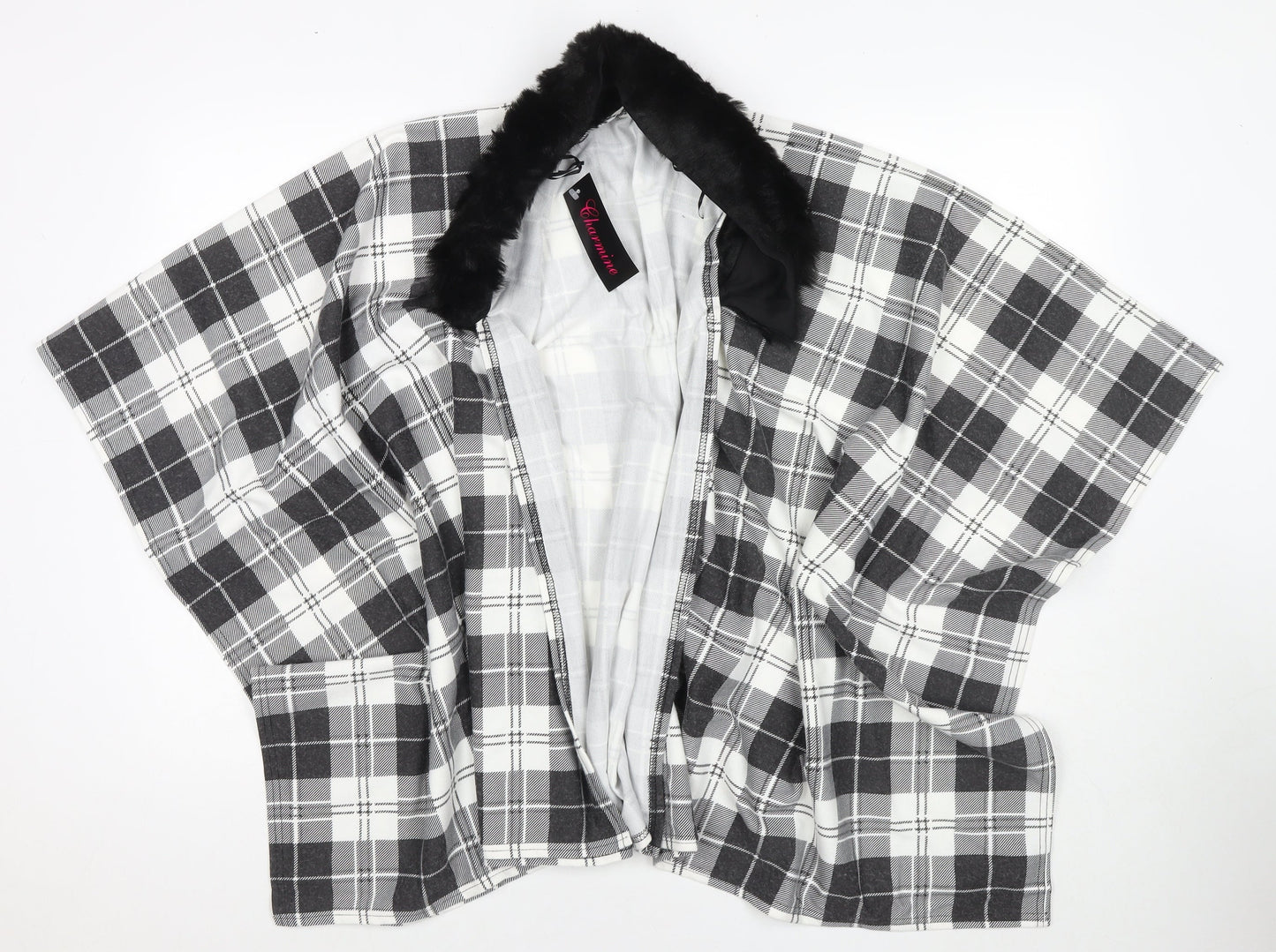 Charmine Womens Black Check Polyester Shawl/Wrap
