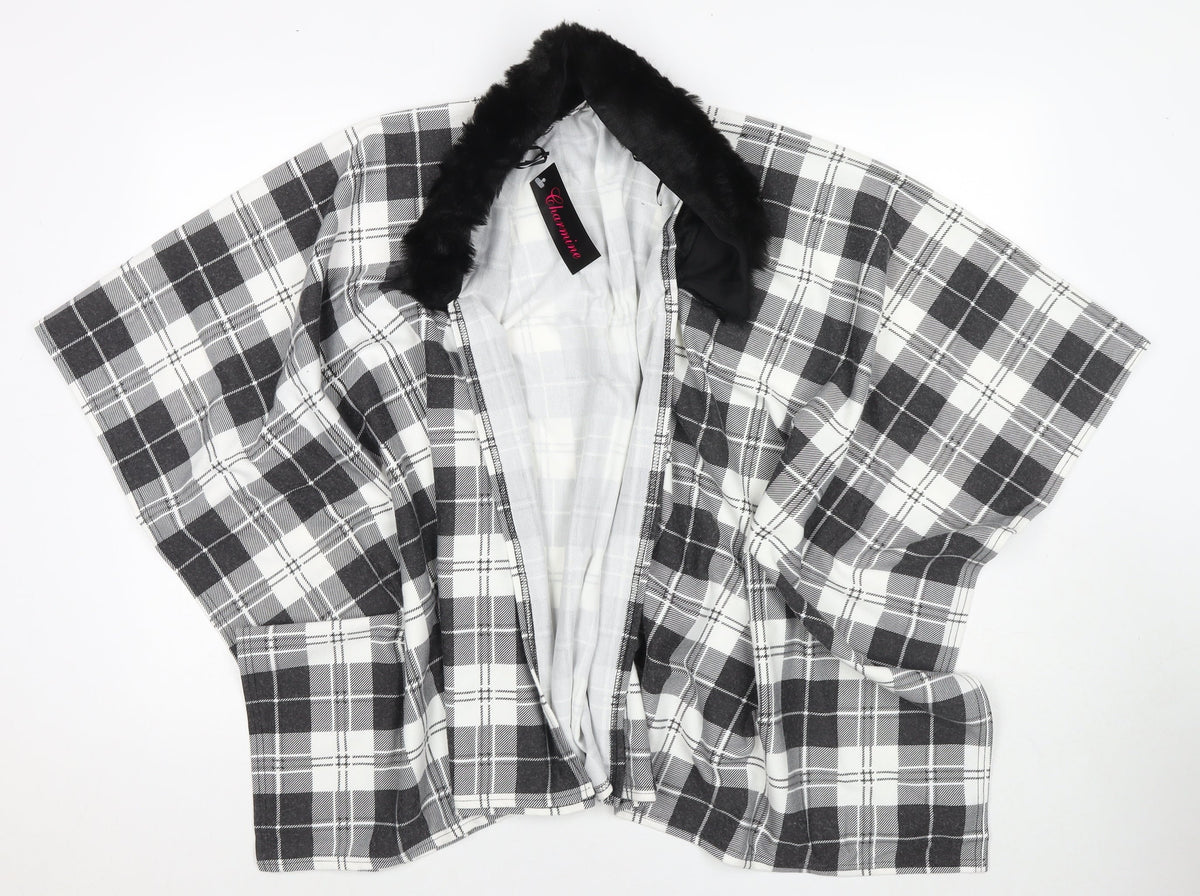 Charmine Womens Black Check Polyester Shawl/Wrap